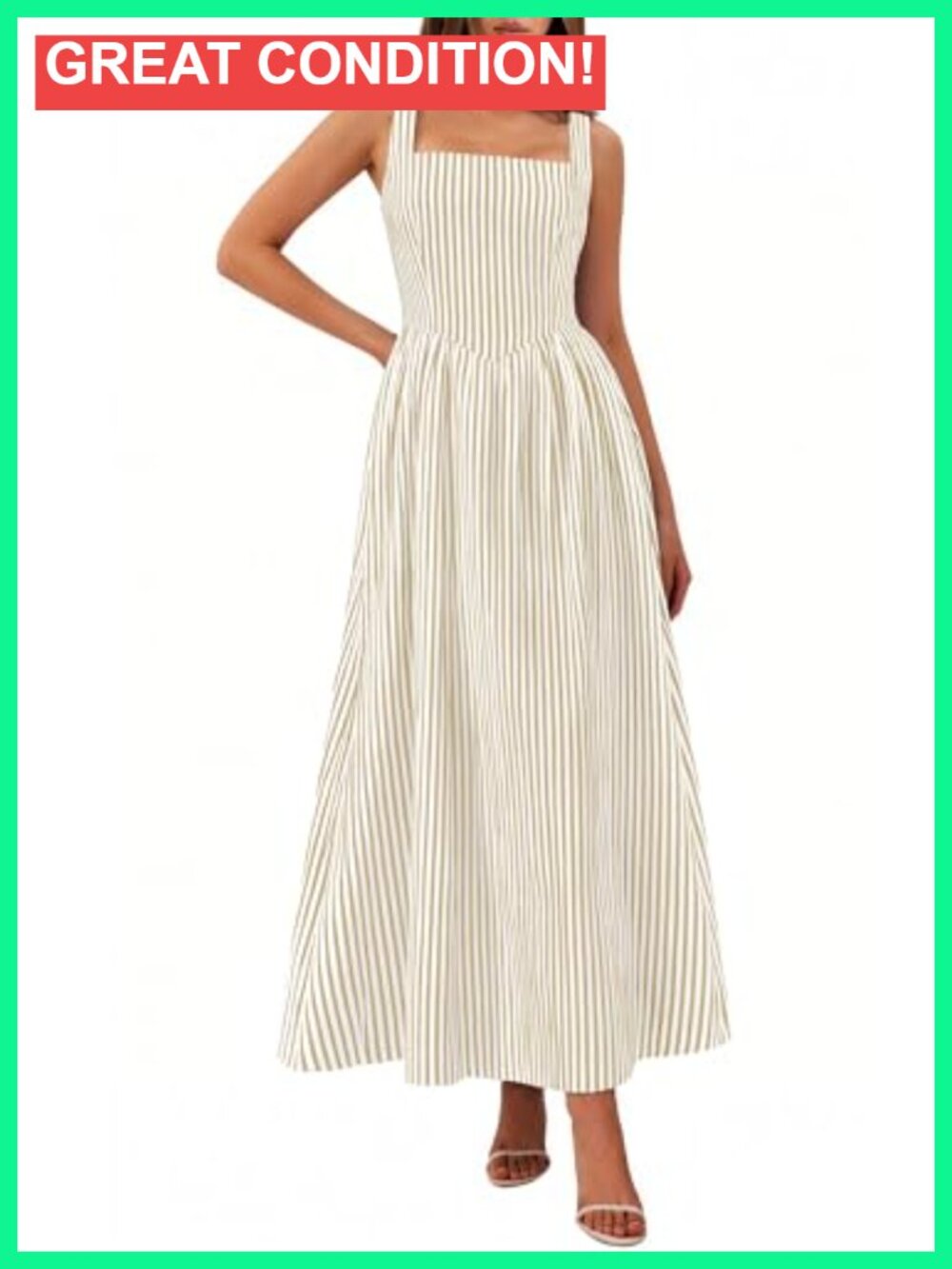 Striped Square Neck Smocked Maxi Sundress